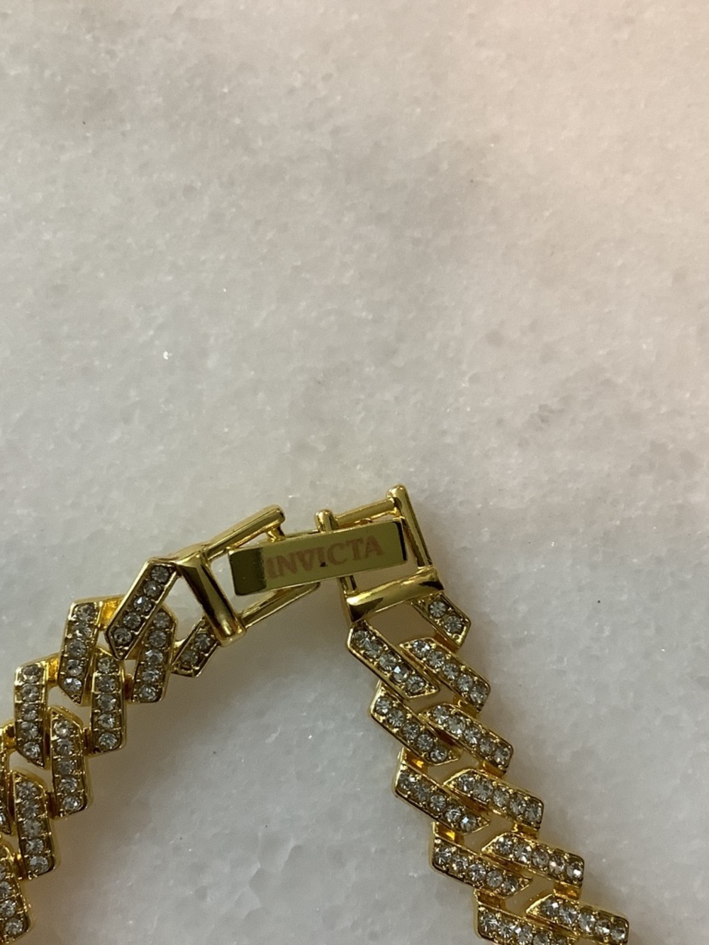 Invicta Lip Service Gold Tone Iced Out Pendant and Chain, Brand New - Picture 2 of 3